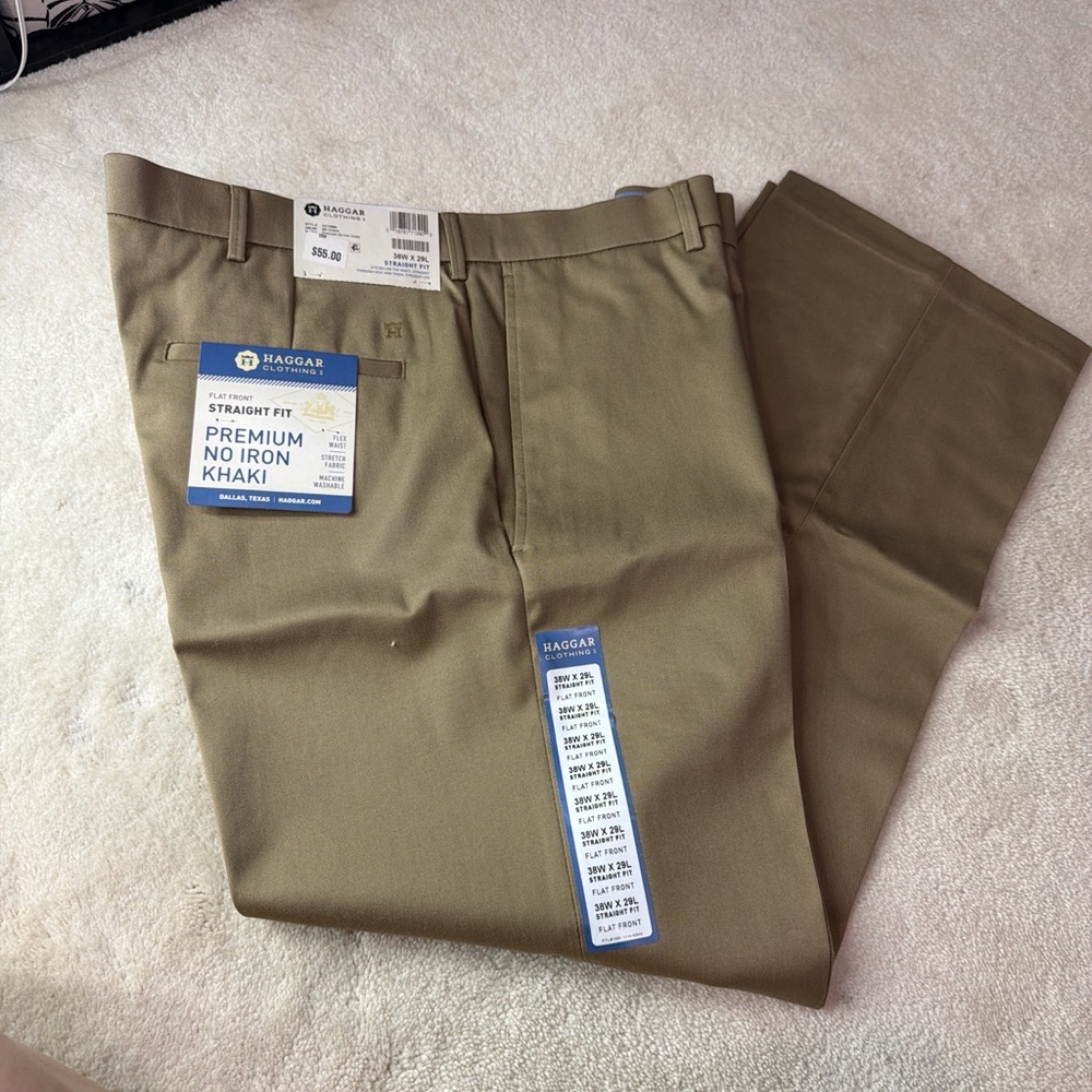 Haggar Men's Straight Fit No Iron Khaki Pants - Brown